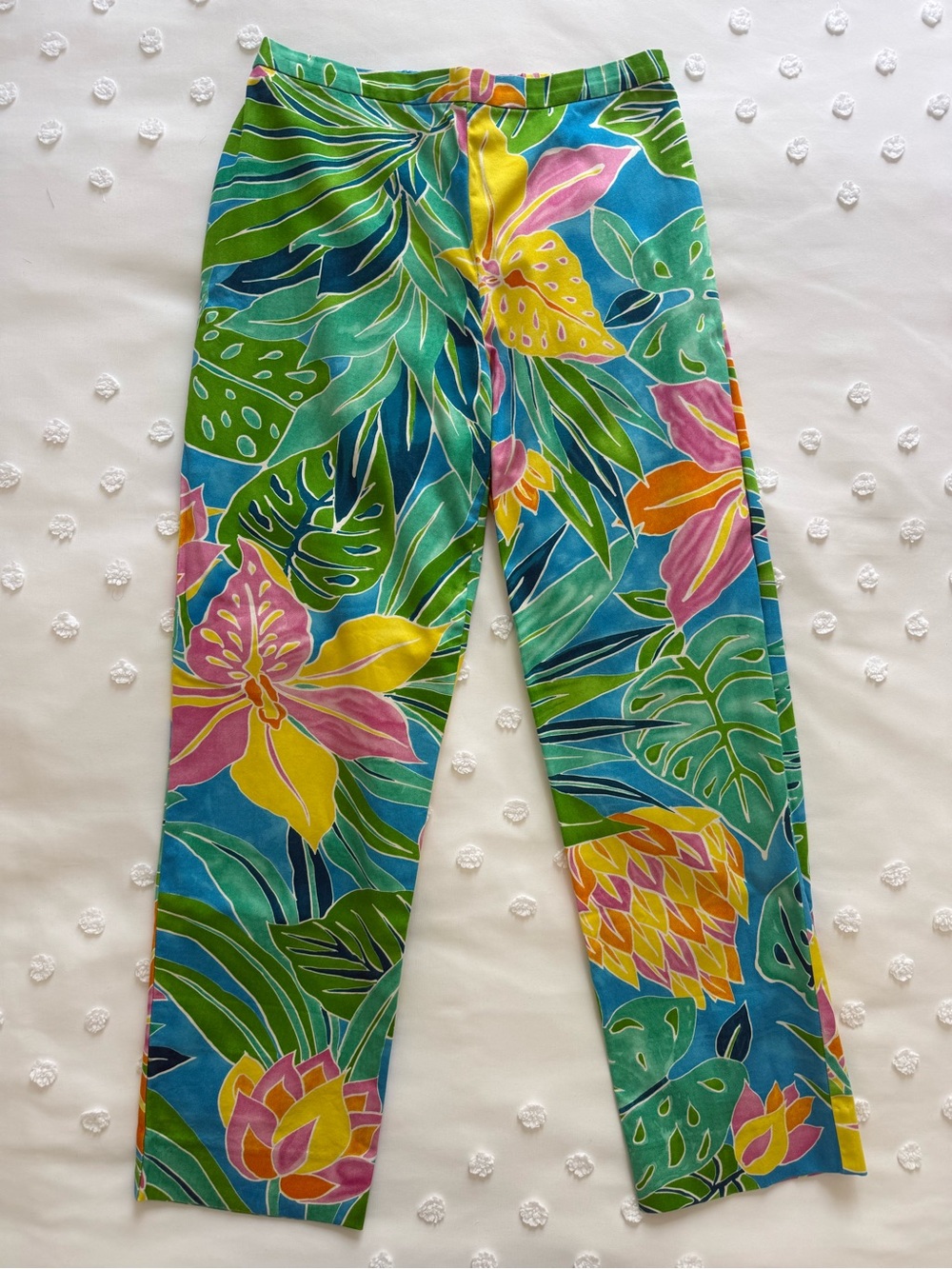 Lauren Ralph Lauren Palm Print Tropical Cotton Cropped Pants